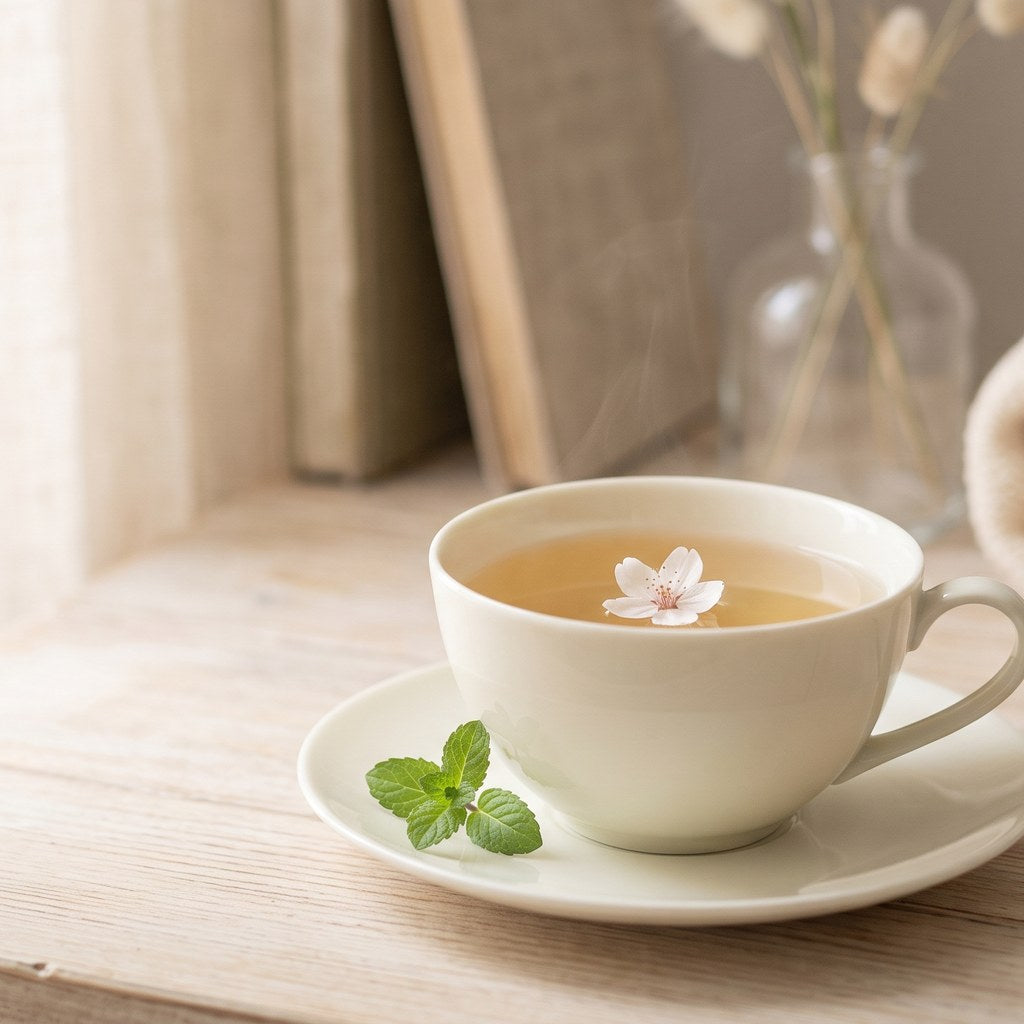 Delicate Bloom — a gentle, tea-like cup with a blossom.
