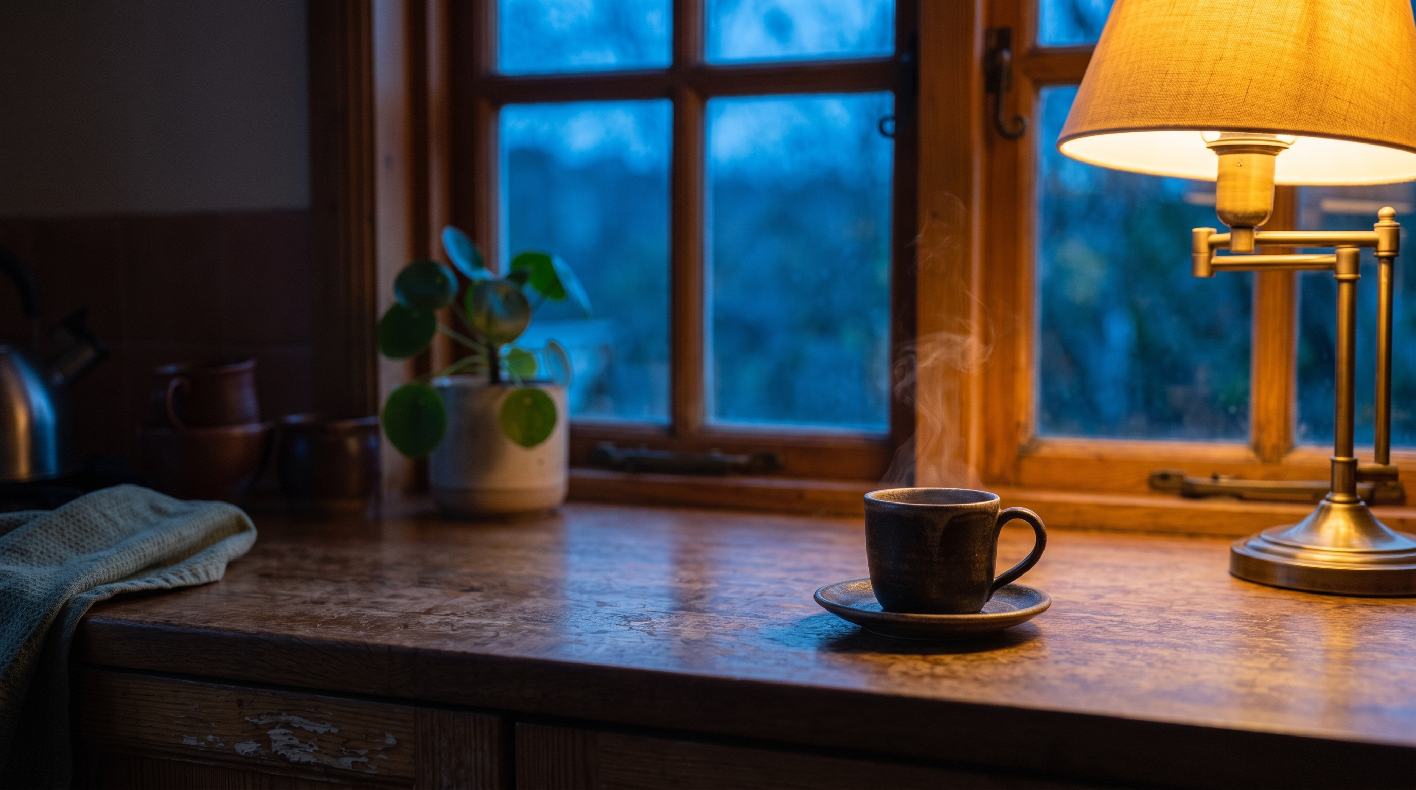 Coffee growing in warm morning light.