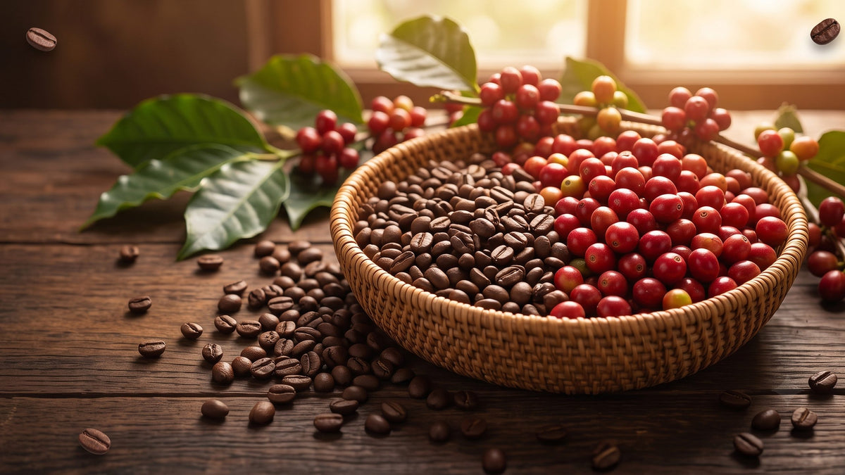Coffee growing in warm morning light.