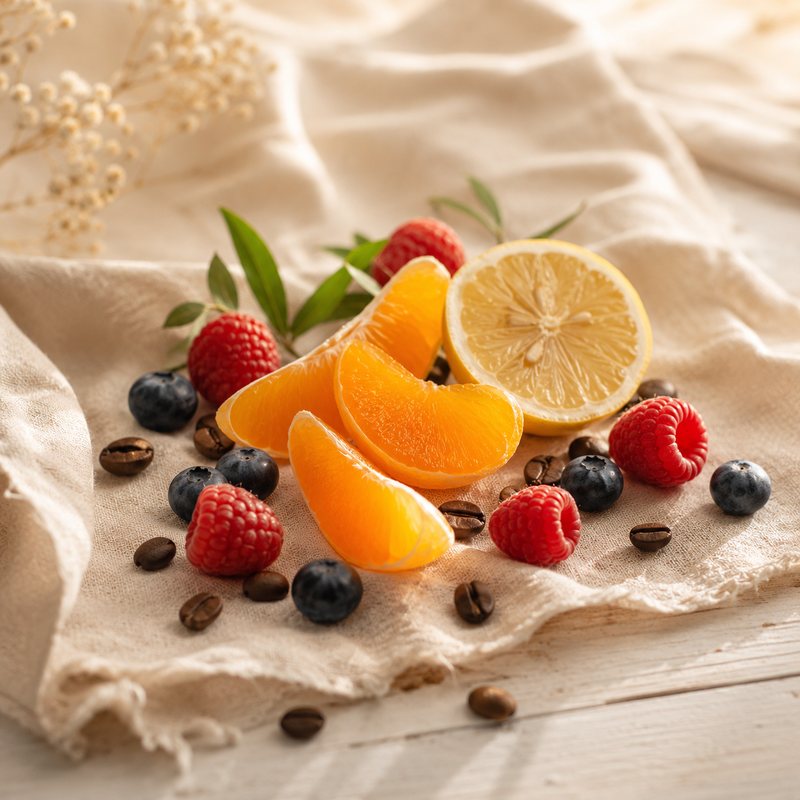 Bright Spark — a light, fruity cup with berries and citrus.