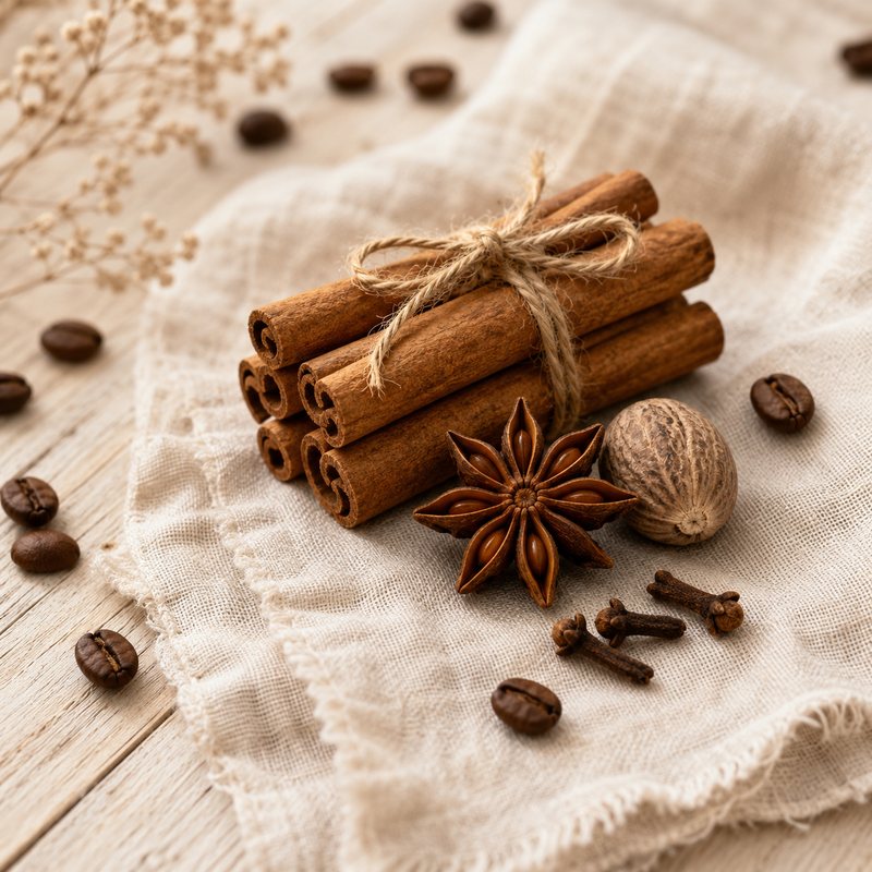 Warm Spice — a warm, spiced cup with cinnamon and star anise.